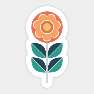 Retro Geometric Flower 5 in Yellow, Orange and Teal Sticker